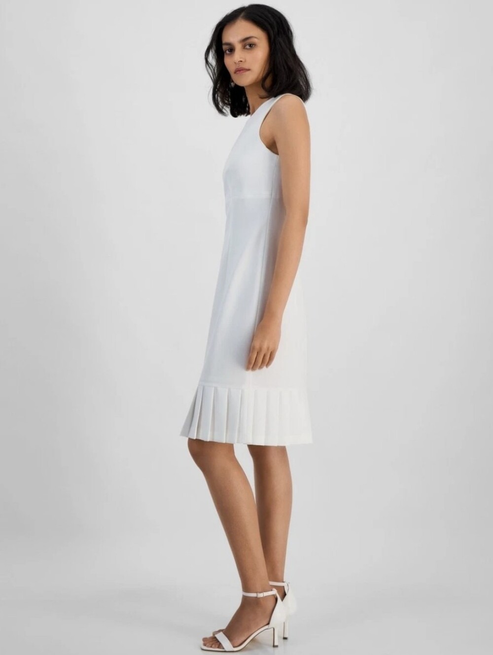 Kasper Womens Stretch-Crepe Polyester Pleated-Hem Sheath Dress - Picture 2 of 14